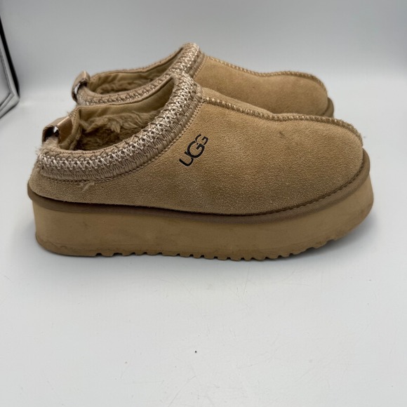 UGG Shoes - UGG Tazz Platform Suede Slipper Mustard Seed Tan 1122553 Womens 7